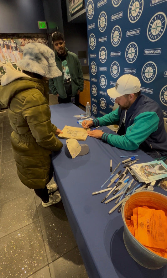 "Cal Raleigh" Charcoal Portrait and Autograph Print